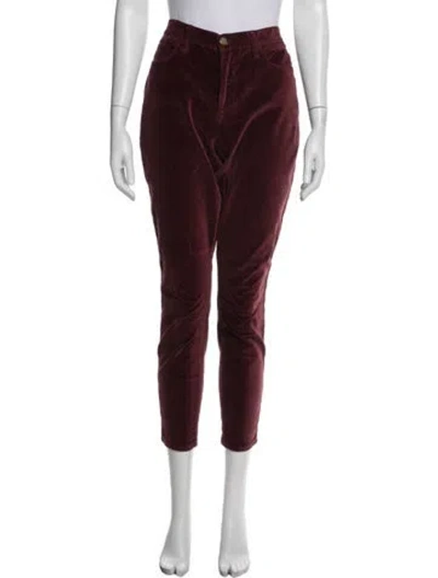 Pre-owned Frame Skinny Leg Pants In Burgundy