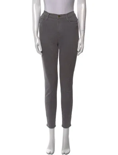 Pre-owned Frame Skinny Leg Pants In Gray