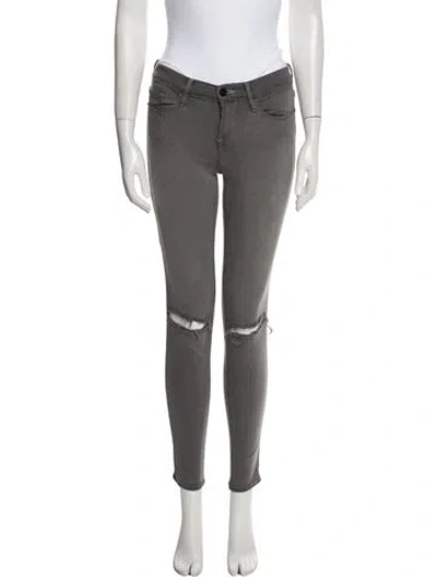 Pre-owned Frame Skinny Leg Pants In Gray
