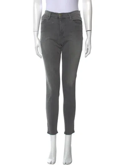 Pre-owned Frame Skinny Leg Pants In Gray