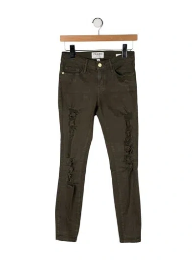 Pre-owned Frame Skinny Leg Pants In Green