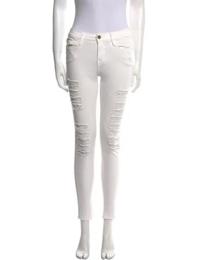 Pre-owned Frame Skinny Leg Pants In Neutral