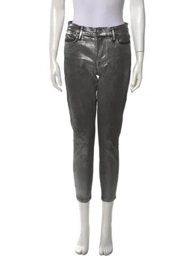 Pre-owned Frame Skinny Leg Pants In Silver