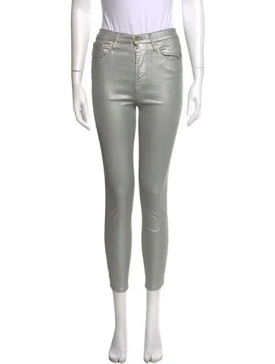 Pre-owned Frame Skinny Leg Pants In Silver