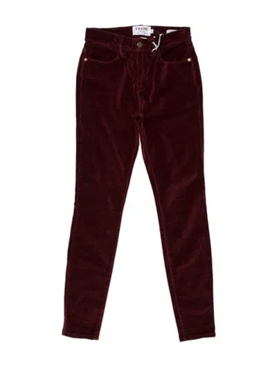 Pre-owned Frame Skinny Leg Pants W/ Tags In Burgundy