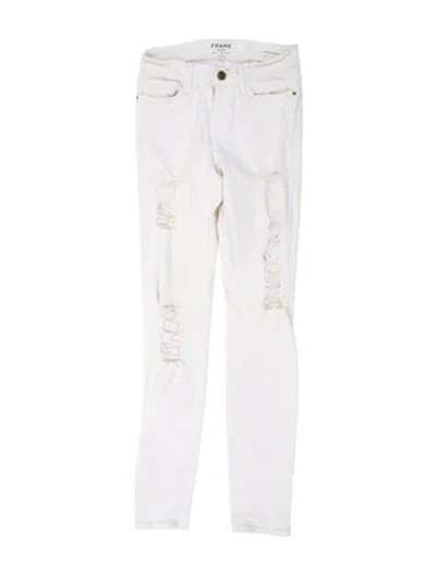 Pre-owned Frame Skinny Leg Pants In White
