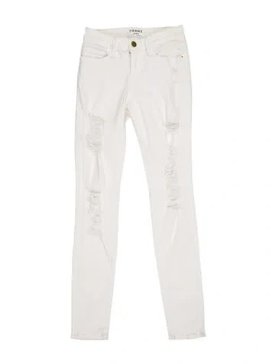 Pre-owned Frame Skinny Leg Pants In White