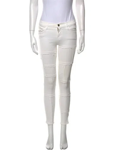 Pre-owned Frame Skinny Leg Pants In White