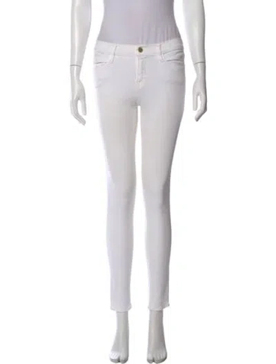 Pre-owned Frame Skinny Leg Pants In White