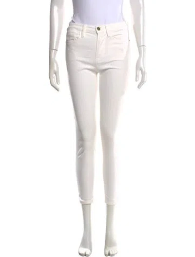 Pre-owned Frame Skinny Leg Pants In White