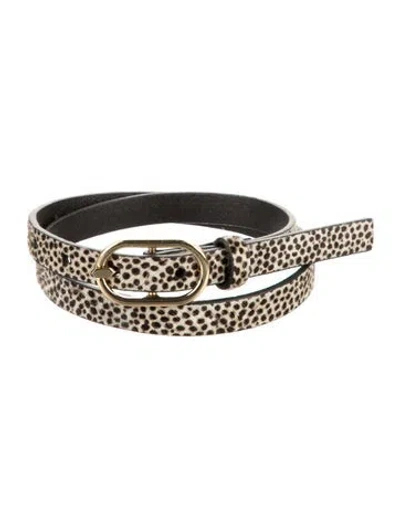 Pre-owned Frame Skinny Ponyhair Belt In Brown