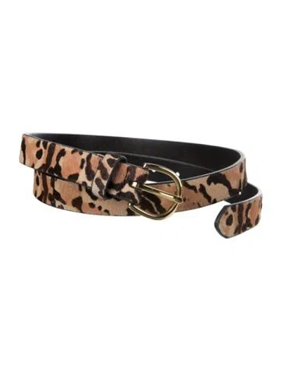 Pre-owned Frame Skinny Ponyhair Belt In Brown
