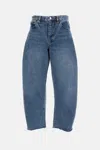 Frame Womens Knock Out Raw Fray Bubble Crop Curved-leg Denim Jeans
