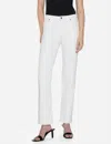 Frame Sleek Straight High Rise Denim Jeans In White In White