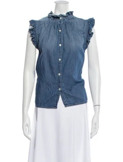 Pre-owned Frame Sleeveless Blouse In Blue