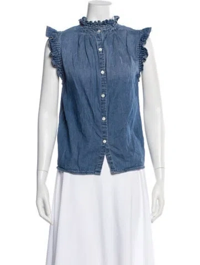 Pre-owned Frame Sleeveless Blouse In Blue