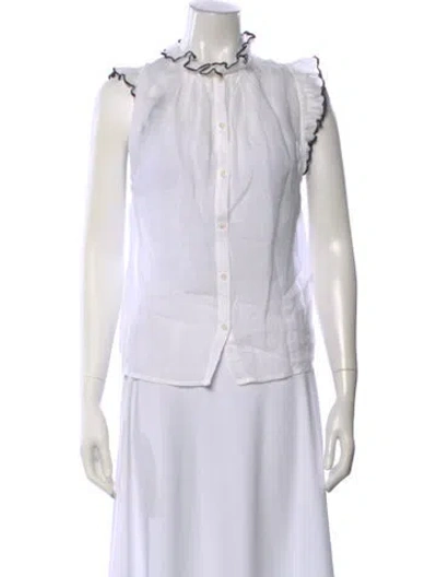 Pre-owned Frame Sleeveless Blouse In White