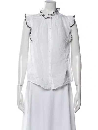 Pre-owned Frame Sleeveless Blouse In White
