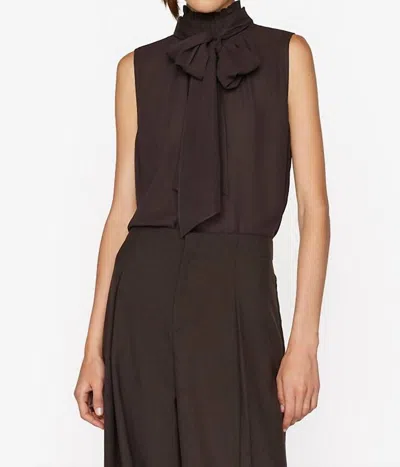 Frame Sleeveless Bow Blouse In Americano In Brown