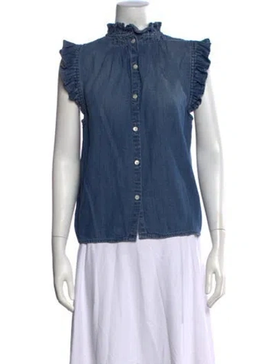 Pre-owned Frame Sleeveless Button-up Top In Blue