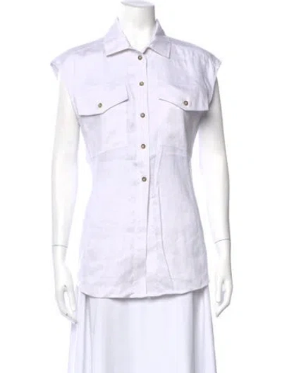Pre-owned Frame Sleeveless Button-up Top In Neutral