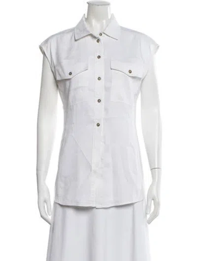 Pre-owned Frame Sleeveless Button-up Top In Neutrals