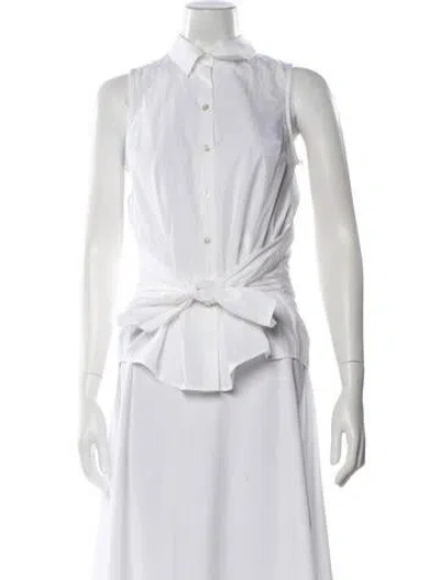 Pre-owned Frame Sleeveless Button-up Top In White