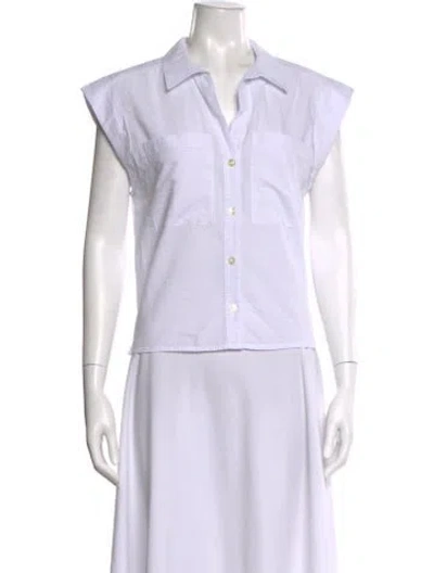Pre-owned Frame Sleeveless Button-up Top In White