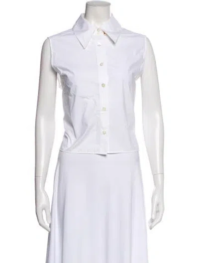 Pre-owned Frame Sleeveless Button-up Top In White