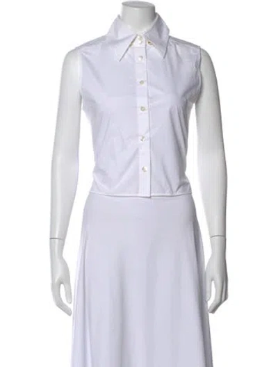 Pre-owned Frame Sleeveless Button-up Top In White