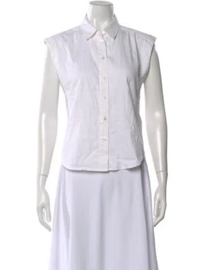 Pre-owned Frame Sleeveless Button-up Top In White