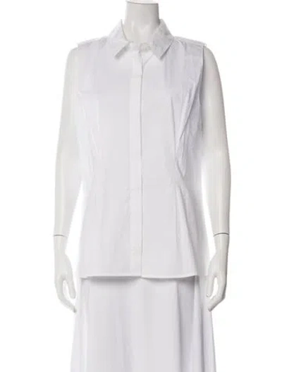 Pre-owned Frame Sleeveless Button-up Top In White