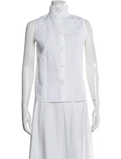 Pre-owned Frame Sleeveless Button-up Top In White