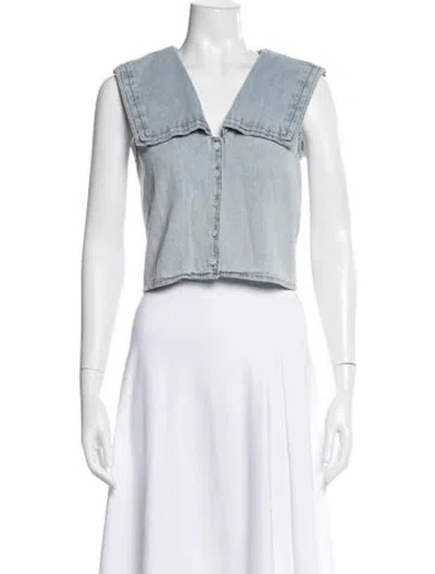 Pre-owned Frame Sleeveless Crop Top In White