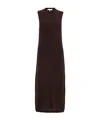 Frame Womens Chocolate Brown Pointelle Flared-hem Slim-fit Knitted Midi Dress In Black