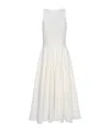 Frame Pleated Broderie Anglaise Cotton Midi Dress In White