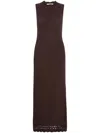 Frame Womens Chocolate Brown Pointelle Flared-hem Slim-fit Knitted Midi Dress In Brown
