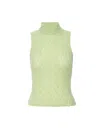 Frame Mock Neck Lace Tank In Green