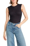 Frame Sleeveless Mesh-lace Top In Black