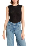 Frame Womens The Tulip Open-knit Cotton Tank Top Black In Noir