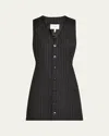 Frame Metallic Pinstriped Woven Mini Dress In Grey Lurex Multi