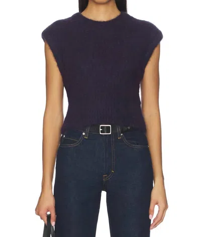 Frame Sleeveless Plush Vest In Royal Purple