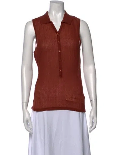 Pre-owned Frame Sleeveless Polo In Brown/orange