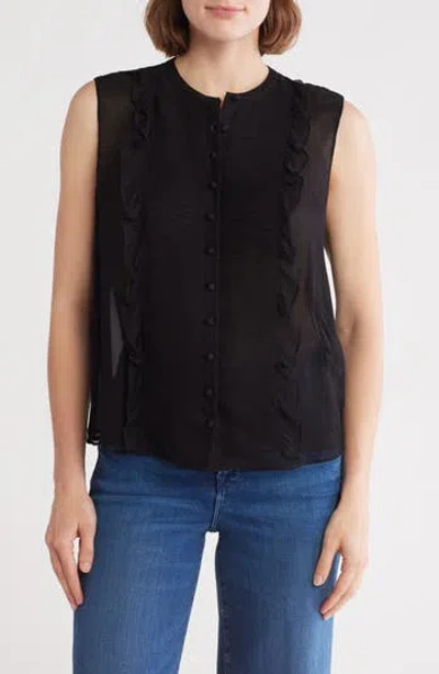 Frame Sleeveless Ruffle Silk Shell Top