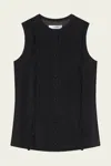 Frame Sleeveless Ruffle Trim Blouse In Black