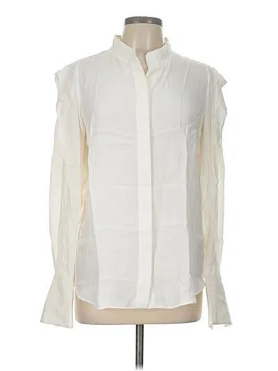 Pre-owned Frame Sleeveless Silk Top Ivory Solid Pattern Mock Neckline Tops In White