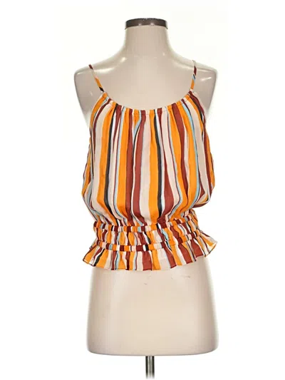 Frame Sleeveless Silk Top Orange Halter Neckline Tops In Multi