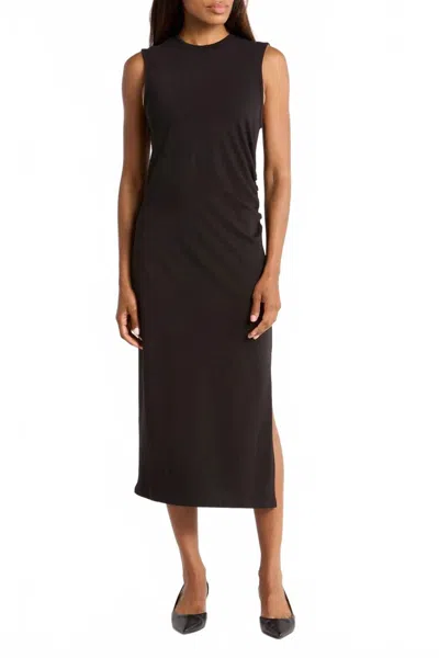 Frame Sleeveless Tee Shirt Dress In Black In Blue