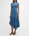 Frame Gathered Tier Hem Dress Eugenia Denim In Theodora