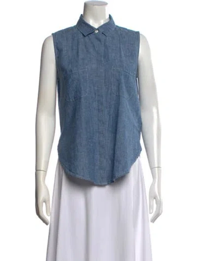 Pre-owned Frame Sleeveless Top In Blue